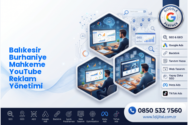 Balıkesir Burhaniye Mahkeme YouTube Reklam Yönetimi — Dijital1 dijital pazarlama hizmeti görseli
